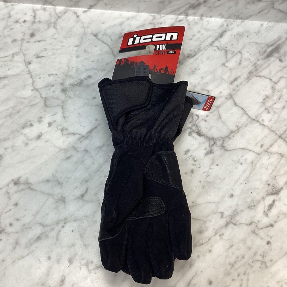 ICON PDX Waterproof Motorcycle Riding Gloves Black Medium MD New with Tags